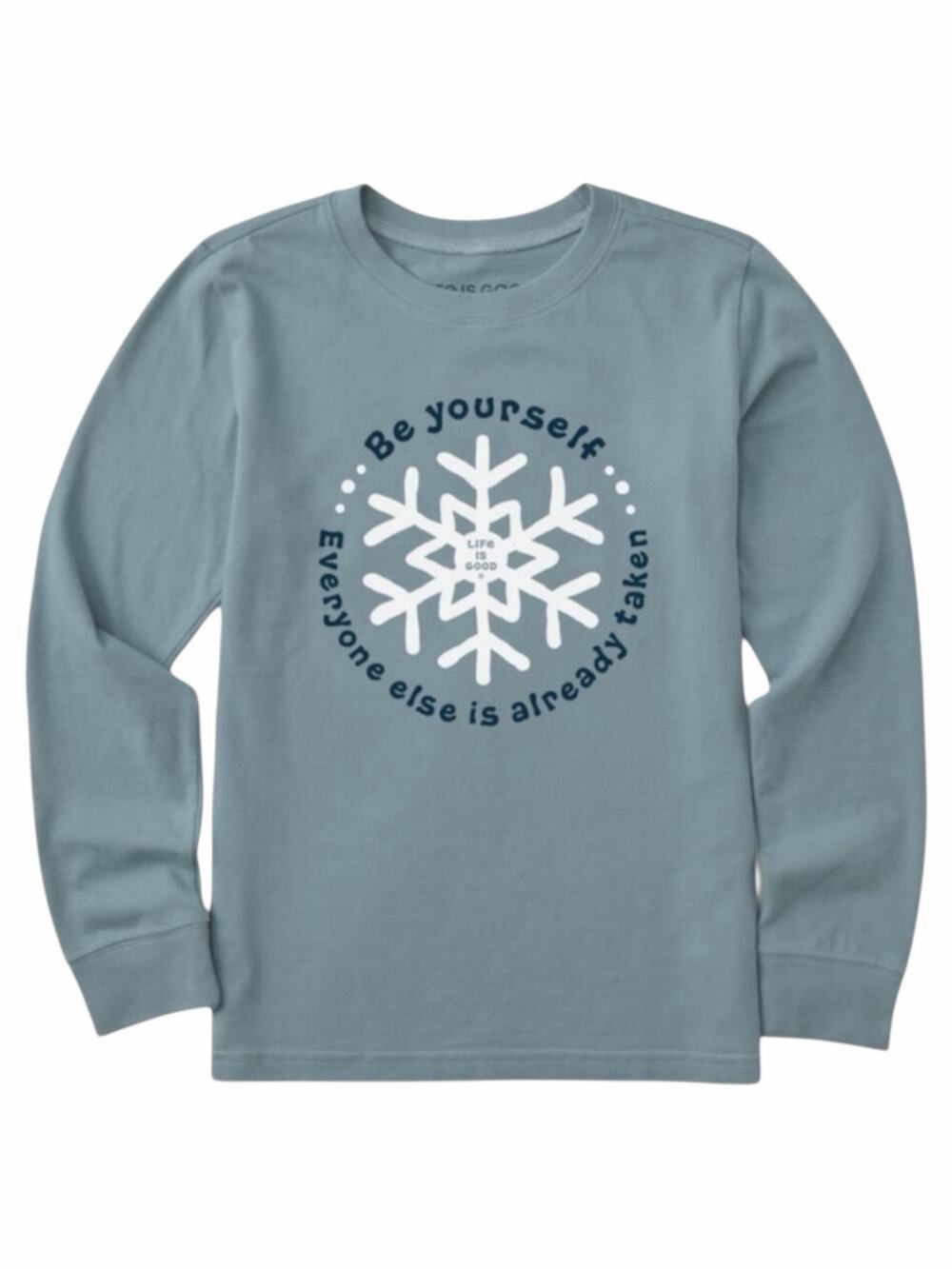 Life is Good Be Yourself Crewneck Graphic Tee Blue Junior Size XL
